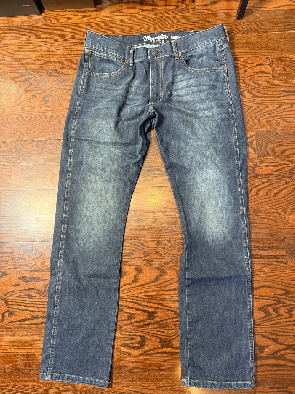 Wrangler Jeans Mens 36x32 Blue Retro Skin Fit Straight Cowboy Boot Western Denim